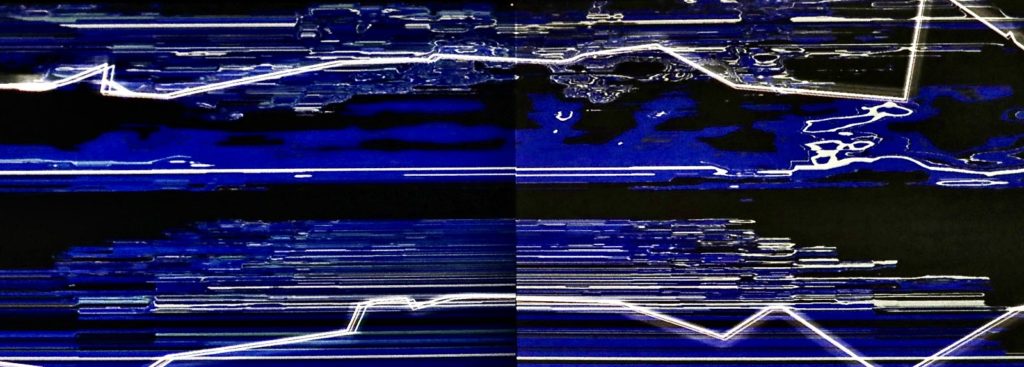 blue blows and white disturbed lines